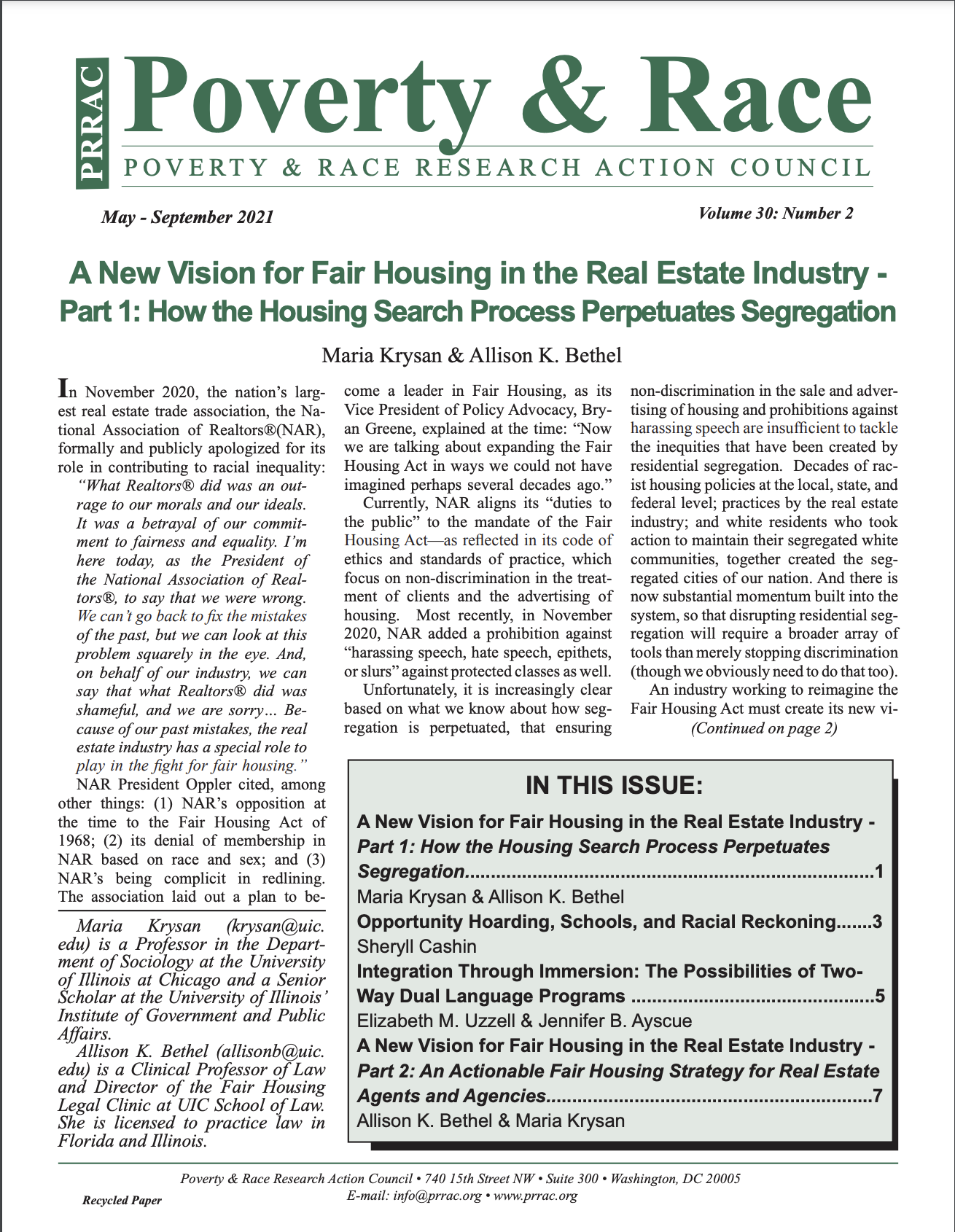 Poverty & Race Journal - PRRAC — Connecting Research To Advocacy